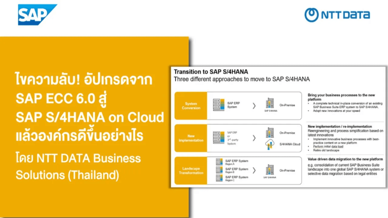 ไขความลับ! อัปเกรดจาก SAP ECC 6.0 สู่ SAP S/4HANA on Cloud แล้วองค์กรดีขึ้นอย่างไร โดย NTT DATA Business Solutions